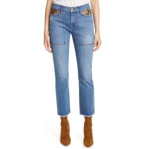 Frame Denim Le High Straight Python Pocket Jeans